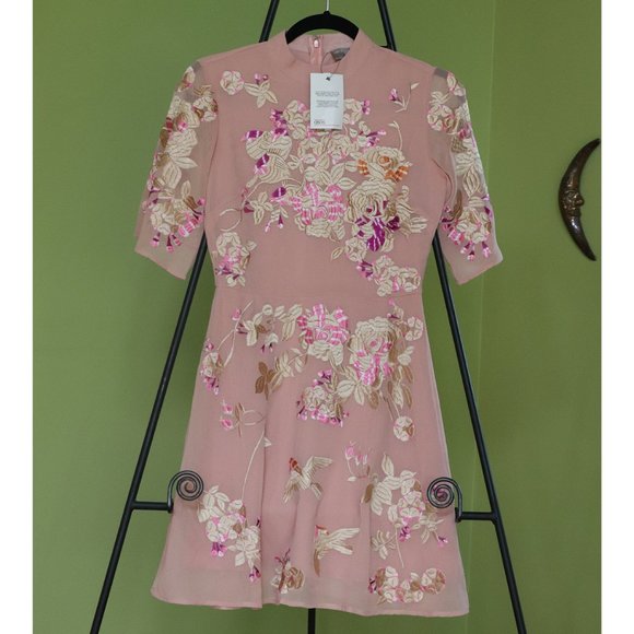 ASOS PREMIUM Chinoiserie Embroidered Mini Dress - Multi / US 2 - Picture 4 of 7